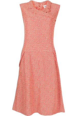 CHANEL 2001 CC check-print midi dress
