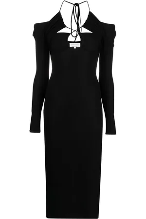 Lama Jouni V-neck tie-fastening dress