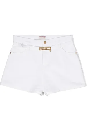 Pinko Logo-buckle denim shorts