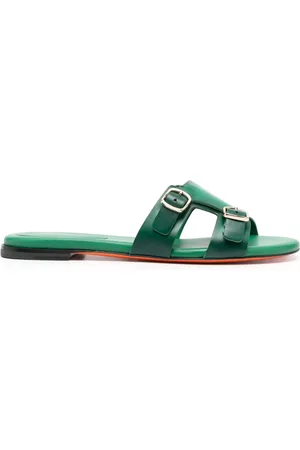 santoni Double-buckle leather slides