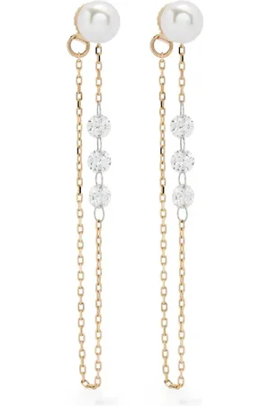 Mizuki 14kt yellow Sea Of Beauty pearl and diamond chain earrings