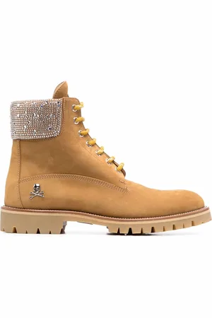Philipp Plein Nabuk lace-up leather boots