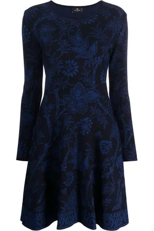 Etro Floral-jacquard fluted minidress