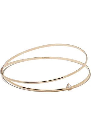 Mizuki 14kt yellow Sea of Beauty diamond double bangle