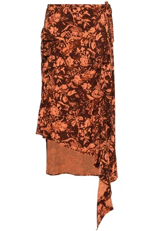 Jade Cropper Floral-print draped midi skirt