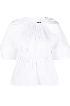 Jil Sander Pleated cut-out poplin blouse