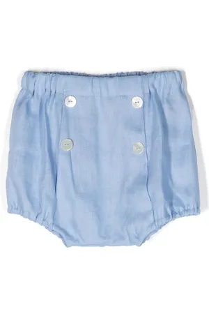 SIOLA Double-breasted linen shorts