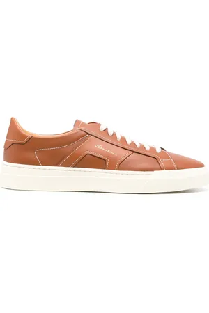 santoni Panelled leather sneakers