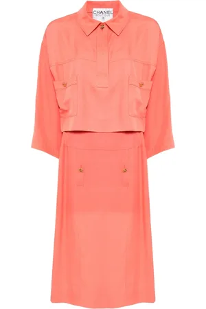 CHANEL 1990-2000s cotton shirt skirt set