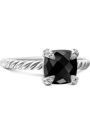 David Yurman Sterling silver Chatelaine onyx and diamond ring (8mm)