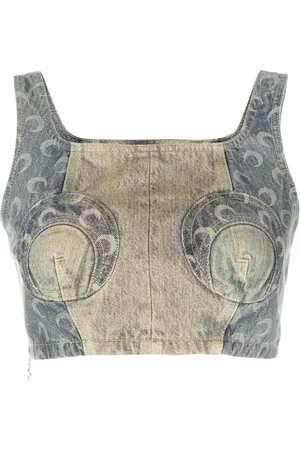 Marine Serre Regenerated denim bustier top