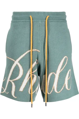 Rhude Script-logo "Ivory/Sage" knitted shorts