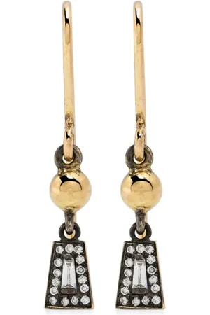 LEANDRA BAGS 18kt yellow Taper and Ball diamond dangle earrings