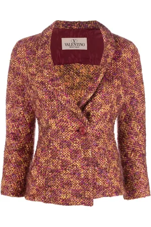 VALENTINO GARAVANI 1990s woven boucl?? narrow lapels jacket