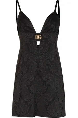 Dolce & Gabbana DG plaque brocade mini dress