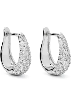 Dana Rebecca Designs 14kt white gold large DRD Tapered diamond hoop earrings