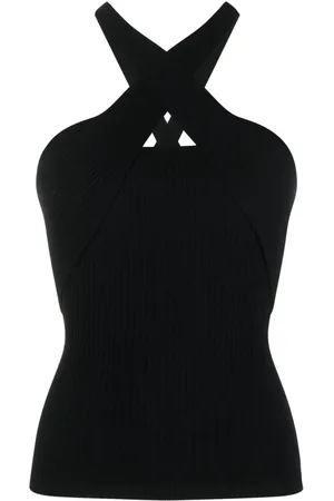 Msgm Ribbed-knit crossover-strap top