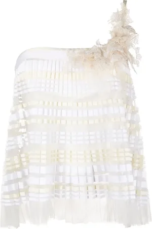 GEMY MAALOUF Floral-appliqué pleated top