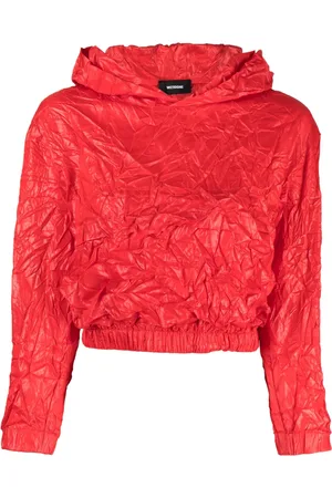 We11 Done Crinkle-effect cropped hoodie