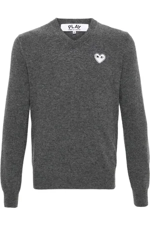 Comme des Garçons Heart-patch V-neck wool jumper