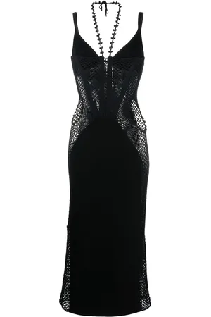 DION LEE Coral crochet cut-out dress
