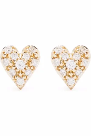 Mizuki 14kt yellow small diamond heart stud earrings