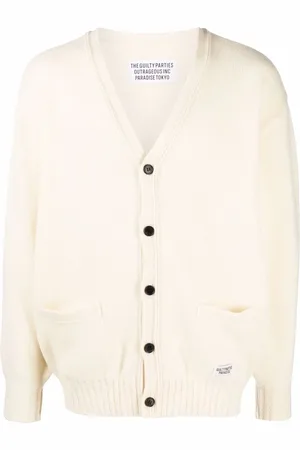 Wacko Maria Embroidered-denim knit cardigan