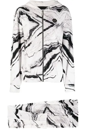 Philipp Plein Marble print cotton tracksuit set