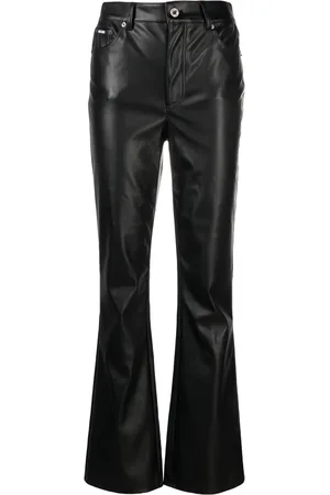 DKNY Flared-leg faux-leather trousers