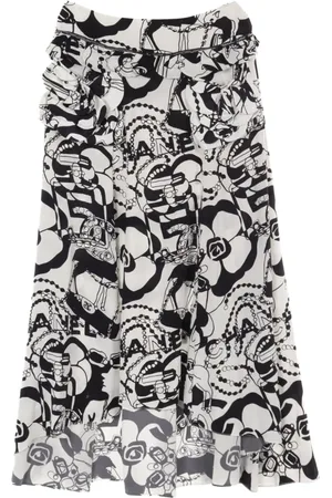 CHANEL 1986-1988 graphic-print midi skirt