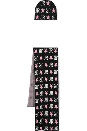 John Richmond Intarsia-logo beanie set