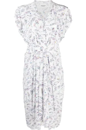 Marant Etoile Almeya abstract-print asymmetric-hem dress