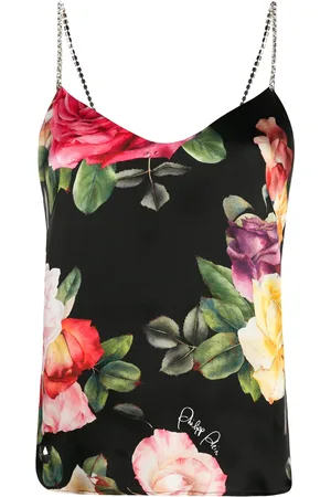 Philipp Plein Holiday Flowers print silk vest top