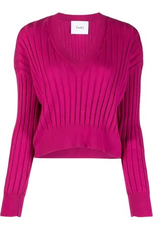 NUDE V-neck ribbed-knit top
