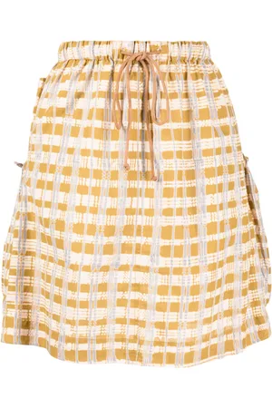 Story Check-print drawstring skirt