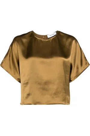 YVES SALOMON Cropped satin T-shirt