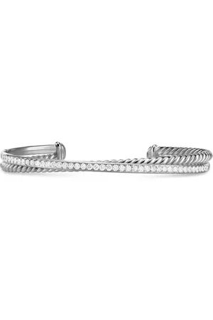 David Yurman Sterling Crossover Two Row diamond bracelet (6mm)