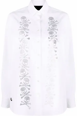 Philipp Plein Rhinestone-skull button-up shirt
