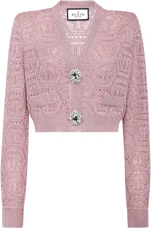 Philipp Plein Monogram-knit cropped cardigan