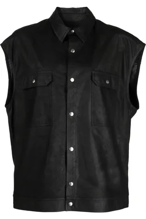 Rick Owens Leather classic-collar gilet