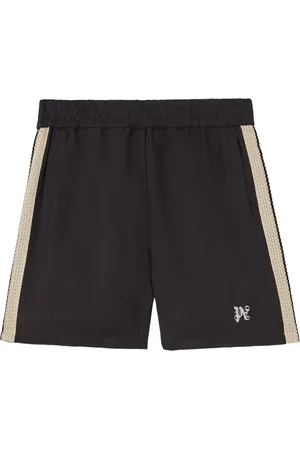 Palm Angels Monogram-embroidered striped shorts