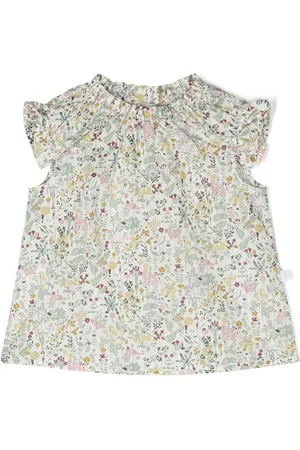 Il gufo Floral-print ruffle-detail blouse