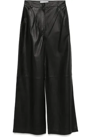 YVES SALOMON Leather straight-leg trousers
