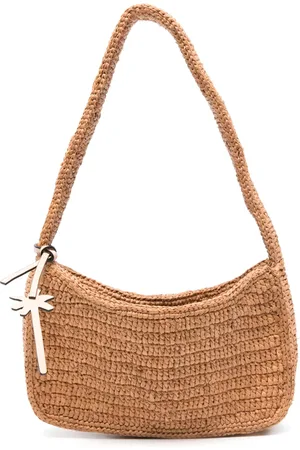 MANEBI Interwoven-raffia shoulder bag