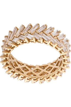 Anita 18kt yellow diamond baguette double row ring