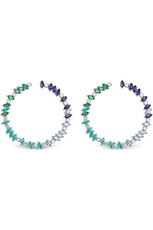 Lark & Berry Sterling Rainbow Veto Aqua multi-stone hoop earrings