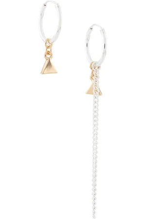 Coup De Coeur Mismatched chain drop hoop earrings