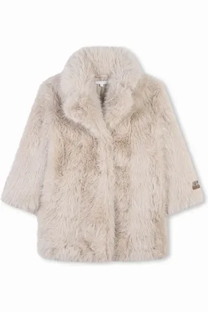Chloé Logo-appliqué faux-fur coat