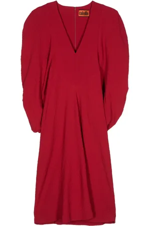 Colville Puff-sleeve crepe midi dress