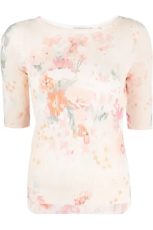 Twin-Set Floral-print ribbed top